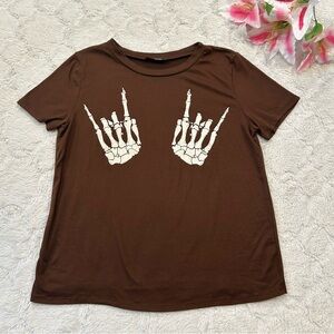 G Mini USA - Skeleton Rock On Short Sleeved T-Shirt Brown - Small